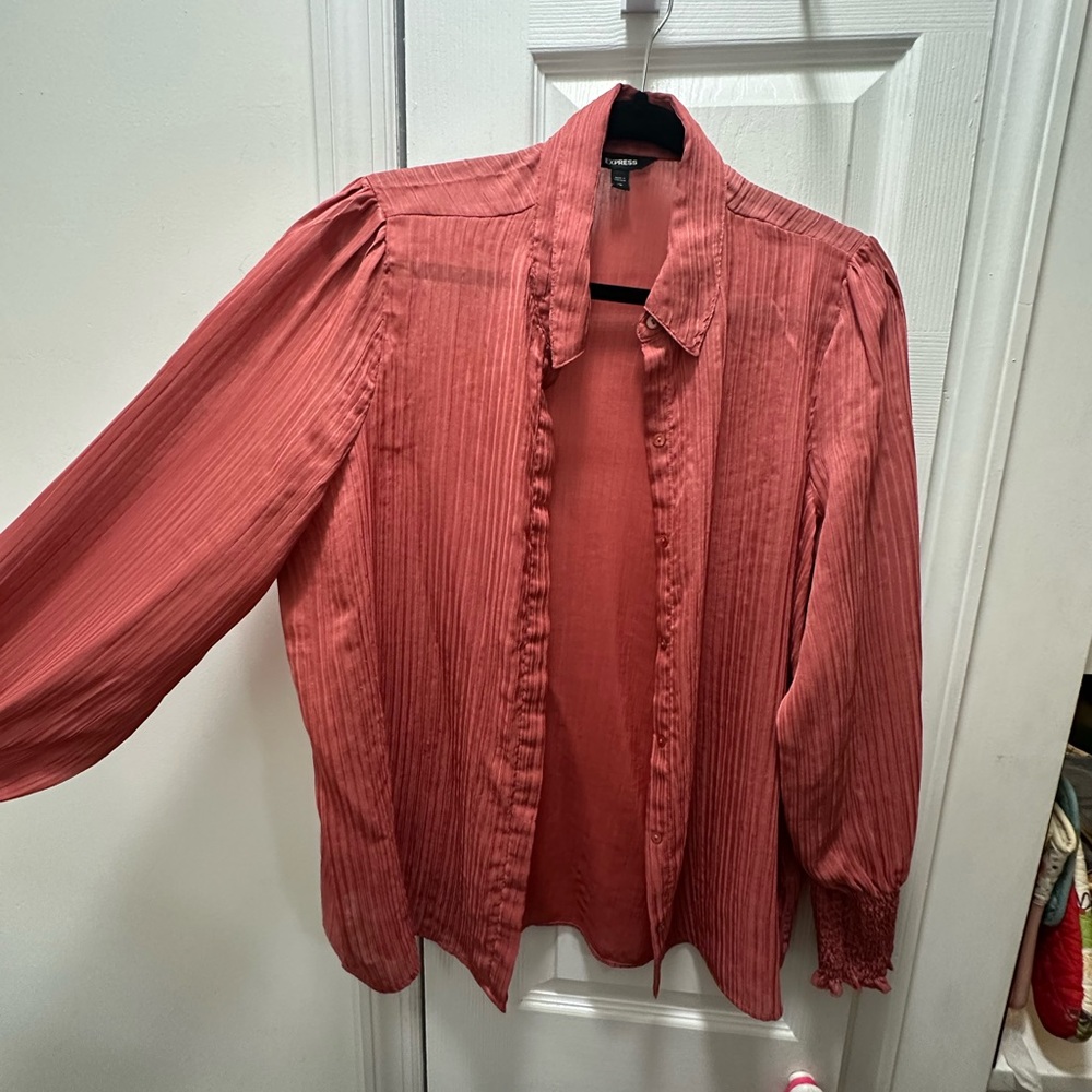Express Rose Button-Up Blouse